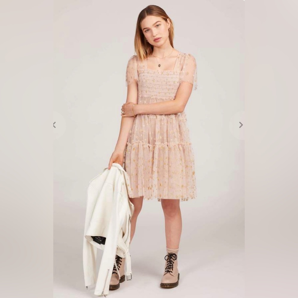 Free People pink star mesh dress